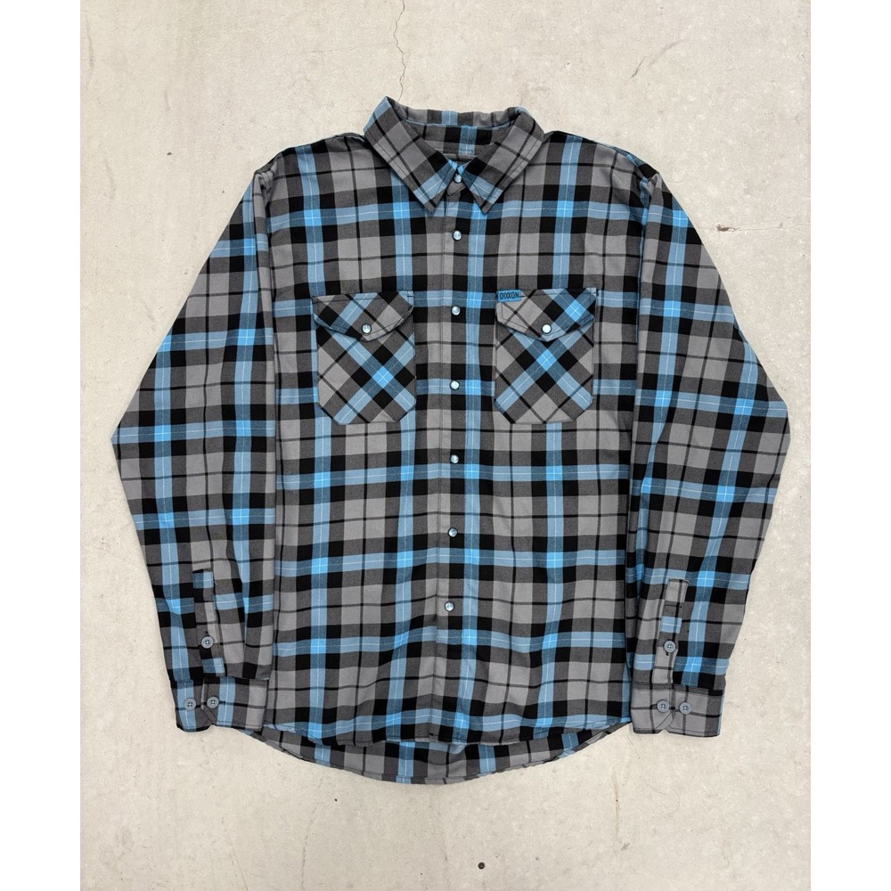 Dixxon Flannel Co. The OBcean Shirt Mens L Blue Plaid Snap Pearl Limited Edition